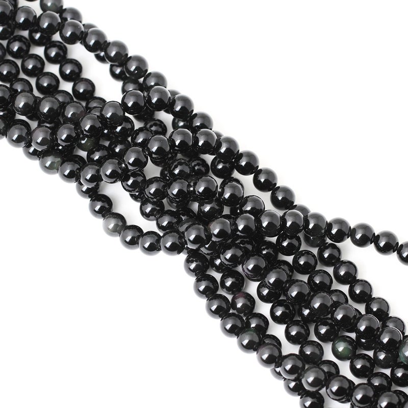 CHEAVIAN 45PCS 8mm Natural Black Obsidian Gemstone Round Loose Beads Crystal Energy Stone Healing Power for DIY Jewelry Making 1 Strand 15" - Image 4